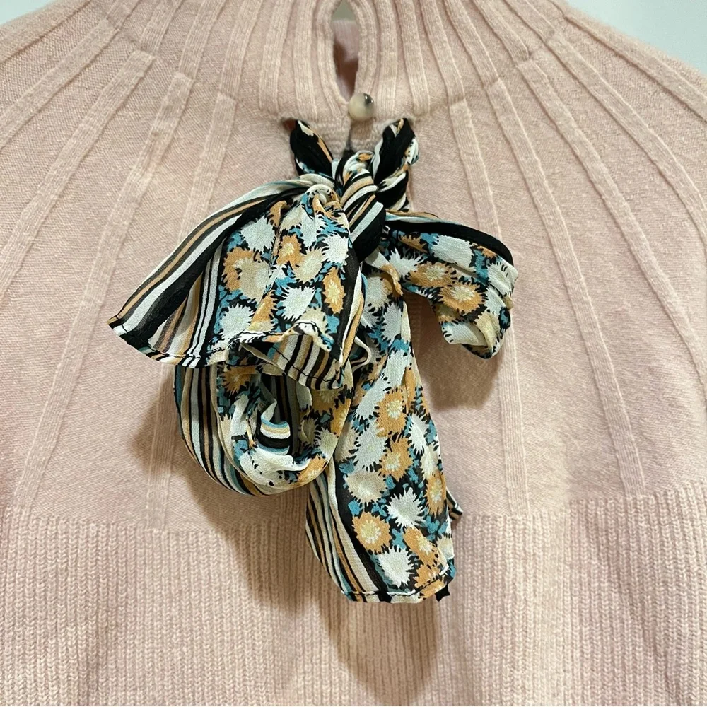 Anthropologie Liora Tie Back Sweater S Wool Blend Scarf